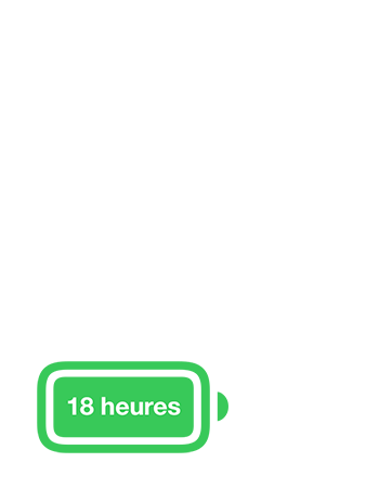 Icône batterie qui tient 18h
