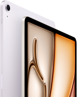 iPad Air, coloris mauve, face avant, face arrière, caméra arrière grand-angle 12 MP dans le coin supérieur gauche