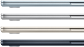 Vue latérale de quatre MacBook Air montrant quatre finitions différentes