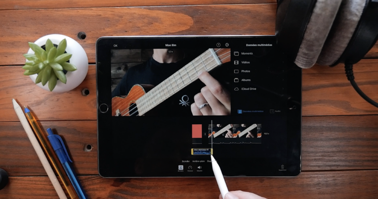 Application de montage vidéo ouverte sur iPad