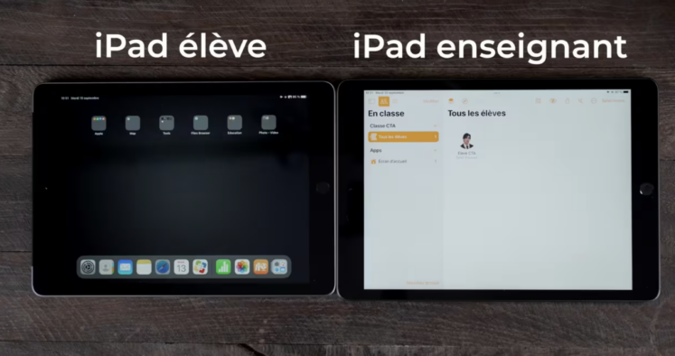 Photo d'un iPad élève et d'un iPad étudiant