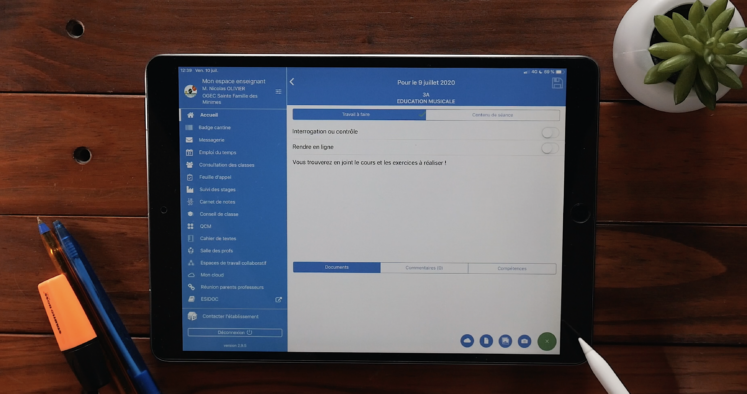 Application ouverte sur iPad