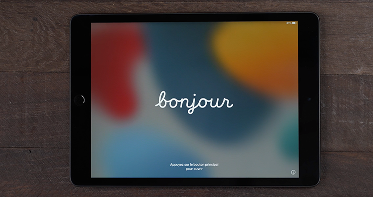 démarrage d'iPad affichant "bonjour"